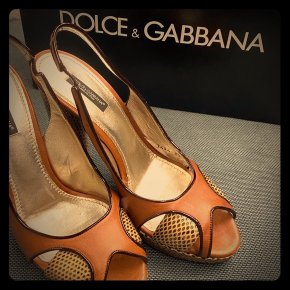 Dolce & Gabbana Shoes - NIB D&G Snakeskin Platform Slingback Heels Sz 39